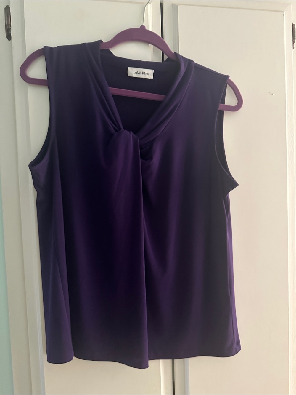 Calvin Klein Purple Sleeveless Knot-Front Camisole